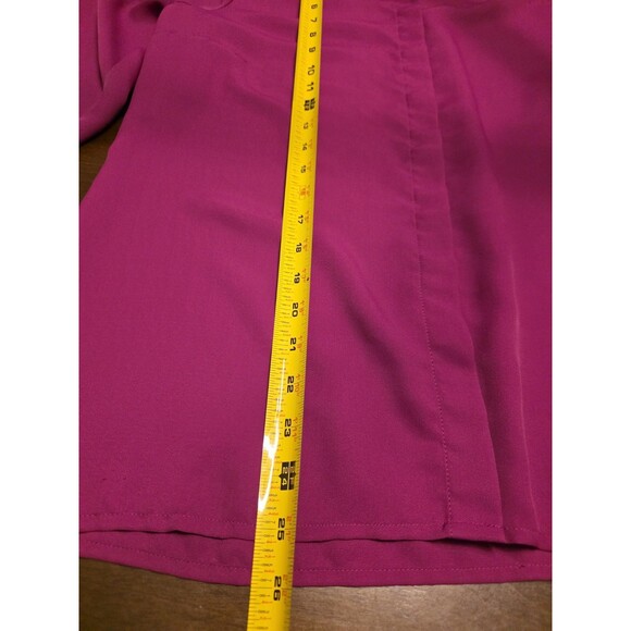 Express Portofino Blouse Button Down Long Sleeve Shirt L Slim Fit Career Magenta - Picture 4 of 7
